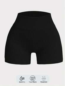 SET OF 3 SEAMLESS RIBBED SHORTS – HIGH COMPRESSION - 黑色/灰色/暗色 - 查看 3