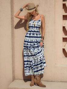 Vestido casual sin mangas con lazo para primavera y verano, atuendos de verano para mujer, vestidos de verano para mujer, atuendos de vacaciones, vestido de playa de verano para mujer, vestido de vacaciones estilo boho y fairycore, vestido sin esp - Azul y blanco - Ver 5