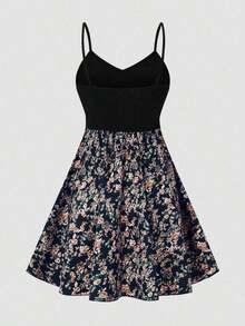 LUNE Vestido casual de mujer con estampado de color contrastante y sin mangas, para verano - Azul marino - Ver 4
