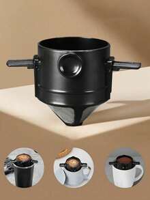 1pc Stainless Steel Reusable Coffee Filter Funnel, Portable Foldable Pour Over Coffee Dripper - Multicolor - View 5