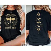 Camiseta Wingleader Fourth Wing, Camiseta Basgiath War College Book, Camiseta Night Court Sarah J Maas Crewneck, Camiseta Dragon Rider, Camiseta Riders Quadrant, Sudadera con capucha negra, Sudadera negra - Camiseta negra - Ver 4