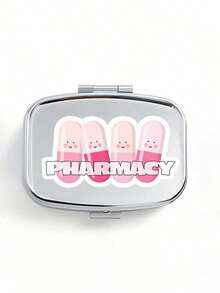 Square Pill Box, Printed With Capsule, Tablet, Letter And Bottle Patterns; Portable Medication Storage Compartment; Mini Metal Storage Box; Portable Jewelry And Pill Box; Travel Pill Box; Large Capacity Compartment; Weekly Medication Organizer; Suitable For Daily Medication And Vitamins; Essential For Doctors And Nurses; Emergency Needs; Travel; Hiking Emergency Rescue; Personalized Creative Gift With Cartoon Logo. - View 11
