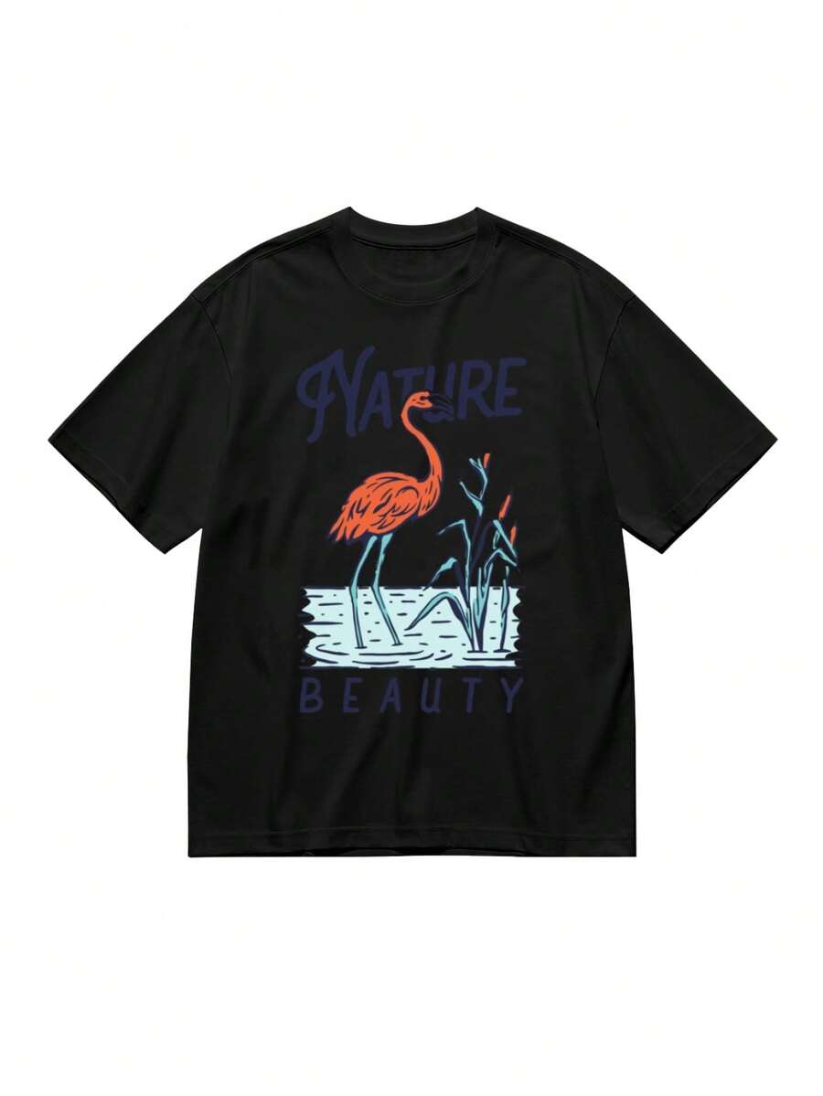 Camiseta Elegante Plus Size para Mujer con Estampado Moderno - Negro - Ver 1