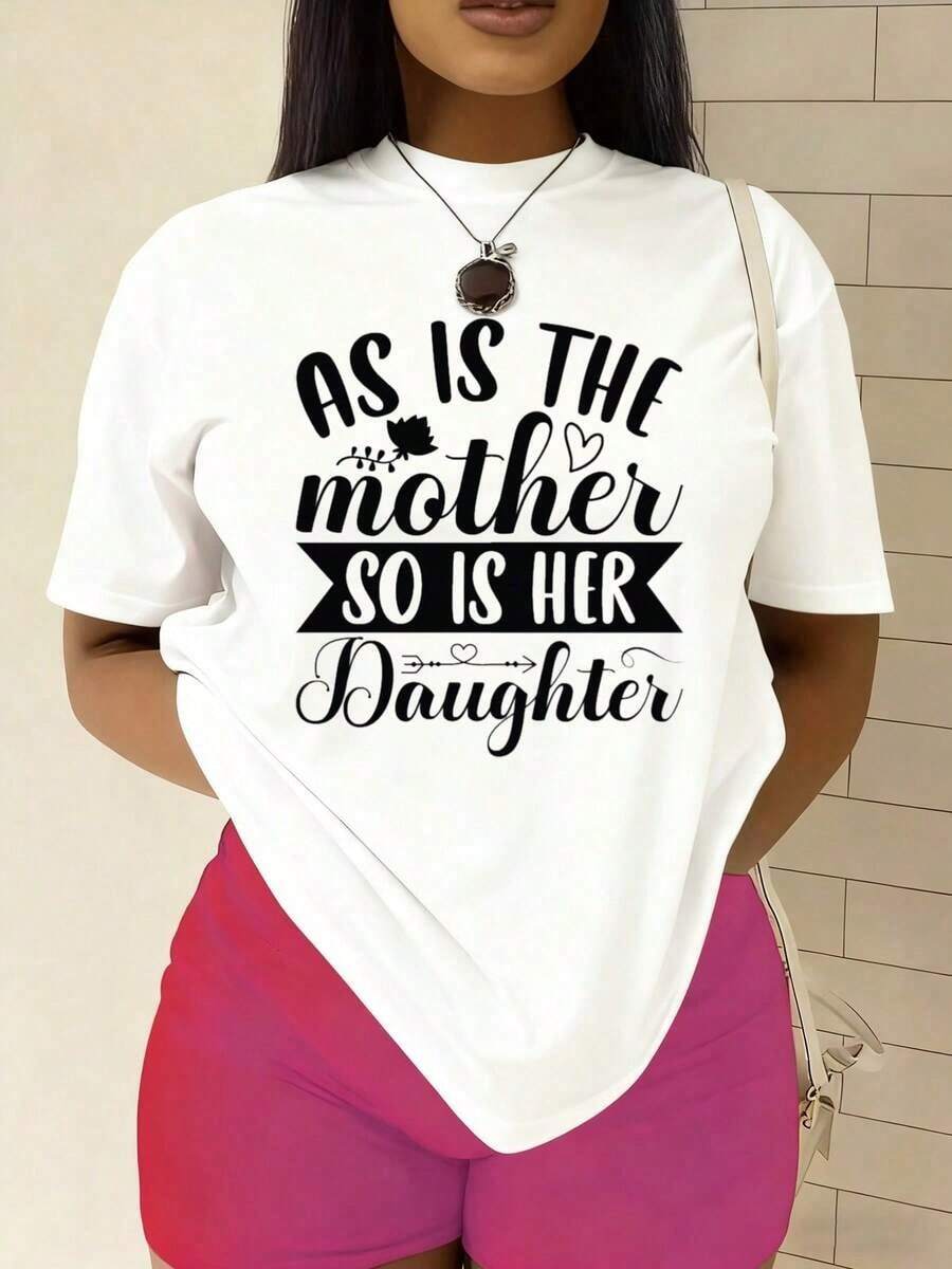 Camisetas de manga corta para madre e hija a juego - Elegantes camisetas blancas de cuello redondo con estampado de corazón y "Mom", el regalo perfecto para conjuntos familiares, cumpleaños y atuendos casuales.blusas para mujer>ropa - Blanco - Ver 1