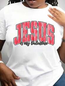 Suave, transpirable y ligera para comodidad durante todo el día. Camiseta "Jesus Is My Valentine", religiosa para el Día de San Valentín. Cuello redondo clásico con un corte relajado que favorece todas las formas del cuerpo y es fácil de combinar con jeans, pantalones cortos y leggings. - Negro - Ver 6