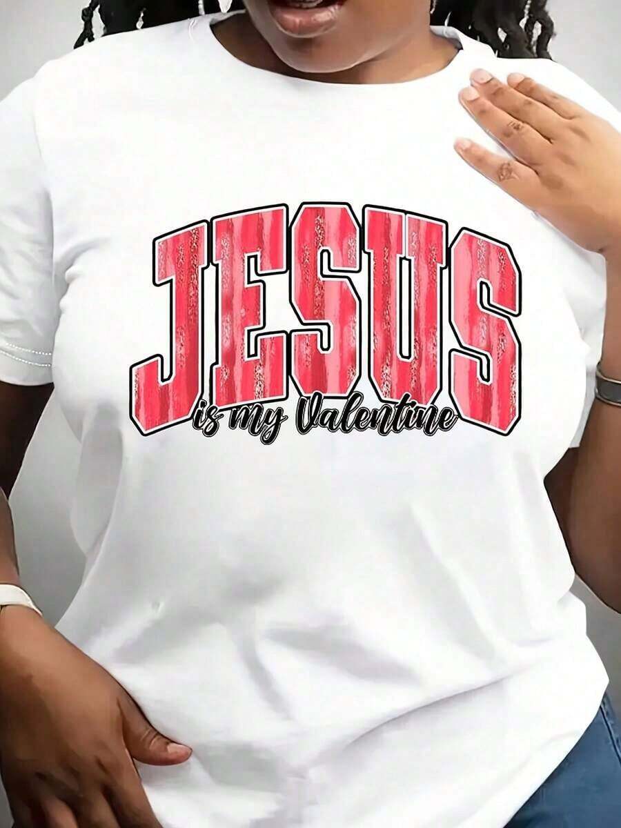 Suave, transpirable y ligera para comodidad durante todo el día. Camiseta "Jesus Is My Valentine", religiosa para el Día de San Valentín. Cuello redondo clásico con un corte relajado que favorece todas las formas del cuerpo y es fácil de combinar con jeans, pantalones cortos y leggings. - Blanco - Ver 1