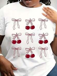 Suave, transpirable y ligera para comodidad durante todo el día. Camiseta Coquette Cherry, Camiseta Cherry Lover, Camiseta de San Valentín, Camiseta Coquette Mom, Camiseta para Mujer, Regalo para Mamá. Cuello redondo clásico con un corte relajado que favorece todas las formas del cuerpo y es fácil de combinar con jeans, shorts y leggings. - Blanco - Ver 7