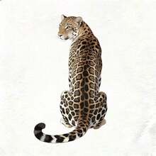 Camiseta de manga corta con estampado de leopardo realista para mujer, diseño de gato grande, estampado de animales salvajes. - Blanco - Ver 2