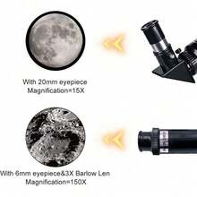 70-mm-Astronomisches Teleskop – Refraktorobjektiv, BAK4-Prismensystem, 300 mm Brennweite, weites Sehfeld, verstellbares Stativ, einfache Fokussierung, mit Mondreflektor, leicht und tragbar (nicht-professionelle Version), geeignet für Anfänger in der Sternenbeobachtung, Erkundungen im Freien, naturwissenschaftliches Lernen und astronomische Beobachtungen im eigenen Garten. - A - Übersicht 3