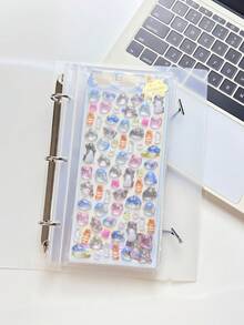 1pc Portable Transparent Loose-Leaf Binder, Can Also Be Used As Transparent Sticker Book, Sticker Album, Photo Storage Bag, Photo Album, Budget Planner, Office Supplies - A - View 3