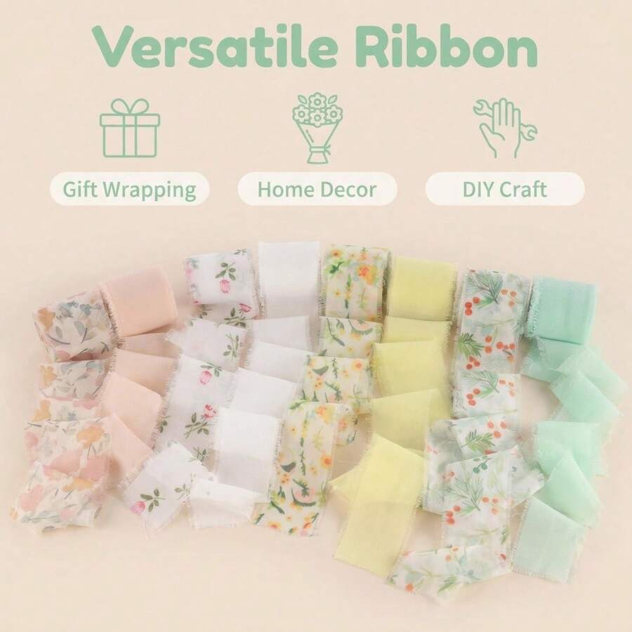 8 piezas de cintas de seda con borde deshilachado del mismo color, 40M de cintas de regalo multicolor, lazos DIY - Ver 1