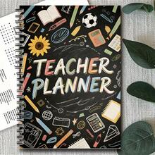 1pc Spiral Bound Teacher Planner Notebook, Back To School Theme, Suitable For Lesson Planning, Student Notes, Daily Reminders, Lined Pages With Date Section, Smooth Paper, Teacher Gifts | Essential For School | Learning Stationery - E - View 4