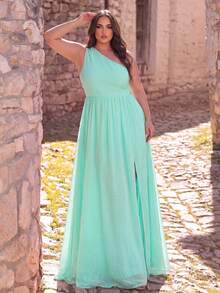 Faeriesty Elegant Off Shoulder Evening Gown - Long Draped Dress With High Slit And Polka Dot Pattern - Suitable For Weddings, Red Carpet Events, And Garden Parties - Mint Green - View 4