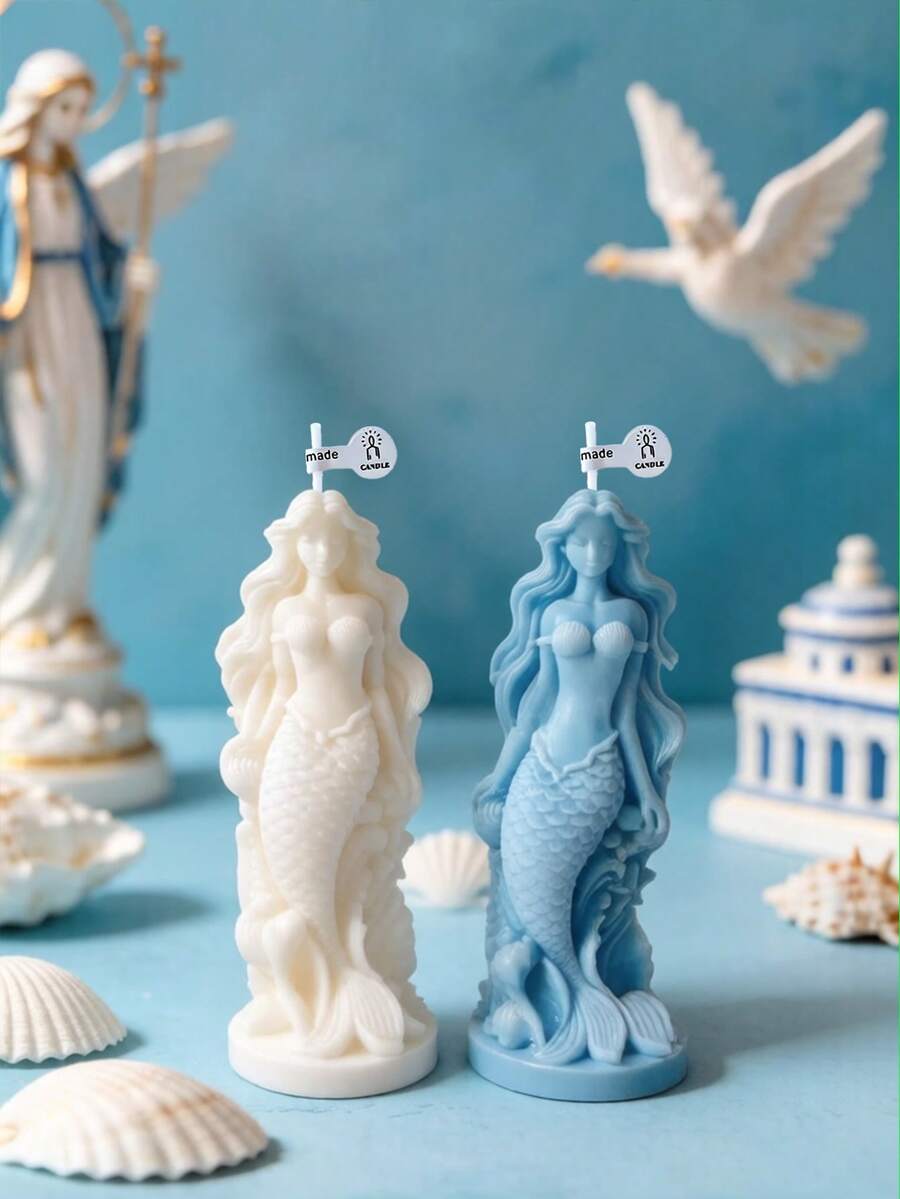 64克圣母升天美人鱼蜡烛 | 爱琴海女神主题香薰蜡烛,蓝白双色礼品,东正教祝福装饰,手工天然大豆蜡香氛蜡烛,清新空气,净化蜡烛 - 美人魚 - 查看 1