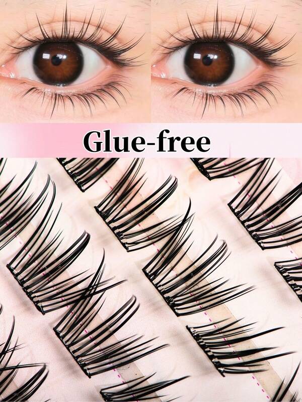 80 Clusters Korean Style Glue-Free Butterfly False Eyelashes, C Curl, 8-10mm Mixed Length, Glue-Free Design, DIY Quick Application, Save Makeup Time, Beginner-Friendly, Soft And Skin-Friendly, Durable, Reusable, Suitable For Daily, Date, Party, Perfect Gift For Best Friend, Girlfriend, Holiday Gift