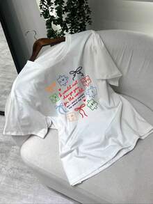 Women's T-Shirt "I Wouldn't Trade You For Anything" - Autism Awareness Clothing For Mothers, Casual Round Neck T-Shirt, Suitable For Summer, Daily Wear, Going To Work And For Holiday Outfits - Machine Washable, Specially Designed For Mothers Of Children With Autism. - 白色 - 查看 1