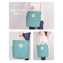 Lily Queen Bolso de mano de lona para mujer, casual, bolso de trabajo, bandolera, Gris topo, M - Azul - Ver 3