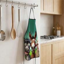 1 pieza, Delantal de poliéster con diseño de gato cocinero y girasol, adecuado para cocinar, hornear y jardinería - se puede usar como atuendo para la cocina y el comedor - Multicolor - Ver 9