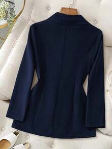 Blazer casual de unicolor para mujer - Azul marino - Ver 2