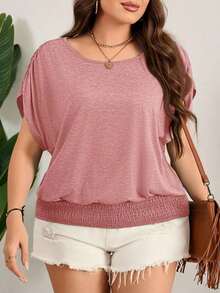 Camiseta de Pascua colorida talla grande, camiseta casual de cuello redondo holgada con cintura, vacaciones, ropa casual de verano para mujeres talla grande, Día de San Valentín, Día de San Valentín talla grande, festival de verano para mujeres - Rosa vieja - Ver 2
