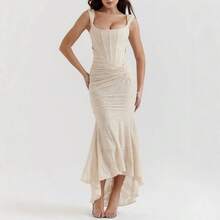 Solid Color Party Dress, Low Neck, Sleeveless, Elegant Fitted Cut, New Spring-Summer Collection For Women - 白色 - View 5