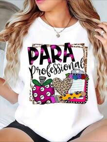 Camisetas gráficas para mujer. Camiseta de regalo para profesoras profesionales con diseño de manzana y estampado de leopardo para trabajadores de la educación y personal escolar. Es una camiseta perfecta para regalar a amigos y familiares en cualquier día festivo u ocasión especial. 220gtops - Blanco - Ver 8