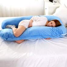 Skin-Friendly Soft U-Shaped Pillow, Home Side Sleeper Spine Support Deep Sleep Pillow - Light Blue - View 5