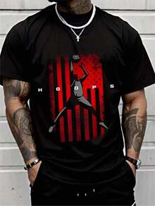 ‌ Camiseta de Manga Corta Holgada Casual Versátil con Estampado de Baloncesto Divertido, Ideal para Vacaciones, Trabajo y Uso Diario100% Cotton - Negro 7 - Ver 6