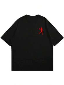 ‌ Camiseta de Manga Corta Holgada Casual Versátil con Estampado de Baloncesto Divertido, Ideal para Vacaciones, Trabajo y Uso Diario100% Cotton - Negro 10 - Ver 4