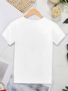 Camiseta de mujer moderna con diseño de arcoíris - Negra con letras rosas y azules, top casual de manga corta y cuello redondo, corte regular en forma de H, ropa lavable a máquina para actividades de verano y primavera, camiseta cómoda y transpirable para uso diario. - Blanco - Ver 3