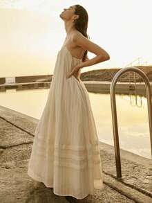 Loose-Fitting Maxi Dress With Straps And Pockets, Summer 2026 Vacation Style - Yellow - View 4