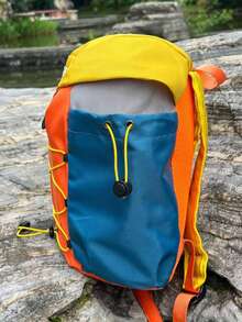 Contrast Color Drawstring Backpack, Outdoor Camping Rucksack, Lightweight Travel Daypack For Men & Girl - Multicolor - View 5