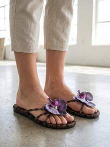 Summer Floral Flat New Fashion Women Outdoor Flat Slippers, Suitable For Dates, Shopping, Commuting, Business, Banquets, Parties - Purple - View 8