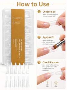 Molde de puntas de uñas tipo sándwich, puntas de extensión de uñas trapezoidales semi-mate sin costuras sin limar en capas - Ver 5