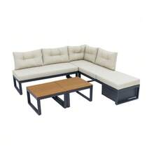 Multifunctional Garden Furniture Set With 3-Position Adjustable Backrest And Reclining Function, Thick And Comfortable Cushions, Storage Space And Weather-Resistant Polyester Cover – For Patio, Balcony And Garden. Beige - 米色 - 查看 9