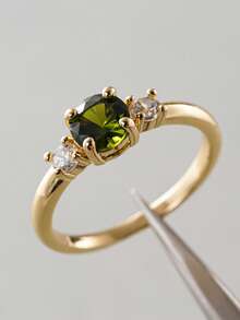 1 pièce Bague en zirconium cubique élégante, convient aux femmes, idéale pour les mariages, les fiançailles, les fêtes d'anniversaire, cadeau de la Saint-Valentin - 1# - Voir 4