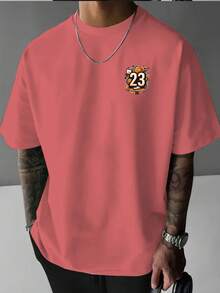 Heavyweight Pure Cotton T-Shirt With A Round Neck, Featuring A Creative Basketball Number And Letter Print On The Front And Back. This  Urban Fashion Item For Men Is Casual And Versatile, Perfect For #Commuting #Leisure #Home #Office - 紅番茄 - 查看 2