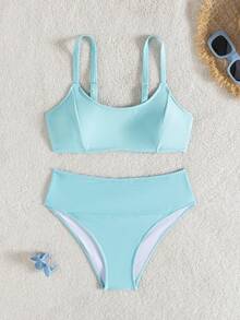Conjunto de bikini de 26 piezas de alta gama para mujer, traje de baño de secado rápido para aguas termales. - azul claro - Ver 1