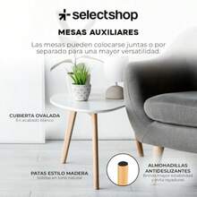 SELECTSHOP Set de 2 Mesas Minimalistas Ovaladas Mesa Auxiliar Lateral Mesita Moderna Minimalista para Sala De Estar Dormitorio Balcón Mesa de Centro Mesita De Noche Grande Café - C y f - Ver 7