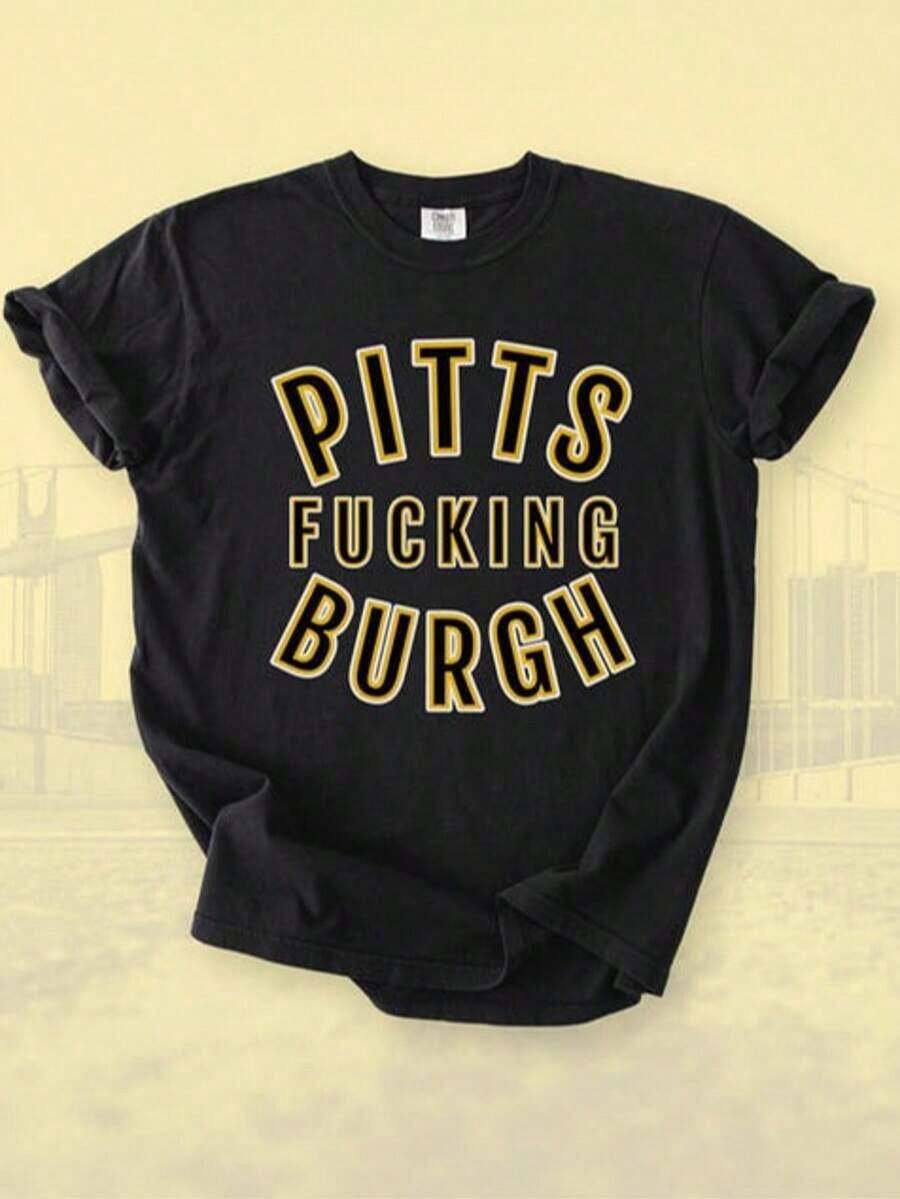 Cute Premium Unisex Casual T-Shirts, Pittsburgh 'Oh Mama Renegade' American Football Jersey, Black And Gold Steel City Fan T-Shirt - 黑色 6 - 查看 1