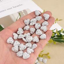 100 piezas de 12mm Cristales de diamante de imitación con forma de corazón de color blanco plateado AB de resina, accesorios de joyería y manualidades DIY - multicolor - Ver 4