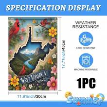 1PC West Virginia State Garden Flag Cardinal Bird Decorative Outdoor Flag Mountain River Scenic Floral Yard Banner Double Sided Weather Resistant Lawn Patio Decor For Seasonal Holiday Home Porch Outsid - Nhiều màu - Xem 14