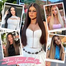 24 Inch Straight Clip-In Hair Extensions, Orange-Red Color, Women's Synthetic Hair Clip-In Hairpieces, Suitable For Women - Burnt Orange - View 7