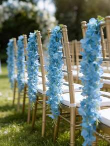 30-Piece Artificial Wisteria Hanging Garland, Silk Flower Strings, Home Decor For Parties-Perfect For Staircases, Balconies, And Dining Tables, Blue - Multicolor - View 5