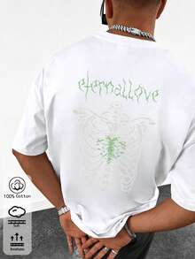 T-shirt ample à manches courtes pour homme, coupe oversize, en coton blanc 100 % naturel, style streetwear décontracté idéal pour l'été. - Blanc - Voir 2