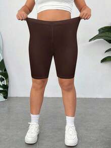 Pantalones Cortos de Compresión de Talla Grande  Negros de Secado Rápido y Refrigeración - Marrón - Ver 4