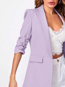 Blazer clásico para mujer, adecuado para el uso diario, con mangas largas, para uso casual en la oficina, apto para todas las estaciones - Lila Púrpura - Ver 5
