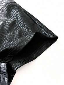 LUNE Shorts ajustados de piel sintética, casuales para el verano - Negro - Ver 7