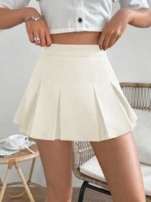 Falda minimalista de unicolor y estilo informal y elegante para mujer - Albaricoque - Ver 7