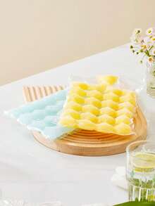 (Funnel Included) 20pcs 480-Grid/30pcs 720-Grid/50pcs 1200-Grid Disposable Ice Bags, Ice Cube Molds, Creative Self-Sealing Airtight Ice Trays, Passion Fruit Ice Cube Bags, Homemade Ice Cube Preservation Bags. (Funnel Color Random) - Clear - View 6